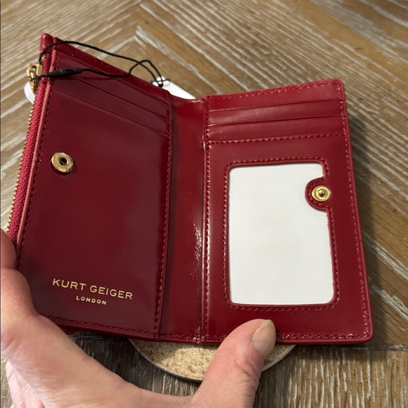 Kurt Geiger London Kensington Quilted Leather Bifold Wallet red patent leather - Picture 4 of 9